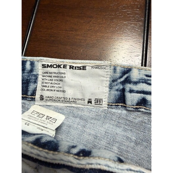 (2) Pair- Smoke Rise Painted Graffiti Distressed Y2K Denim Shorts Streetwear Cut - Picture 4 of 16